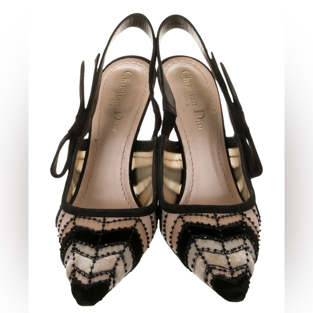 Christian Dior velvet printed slingback pumps